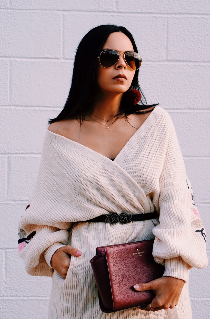belted oversized sweater look