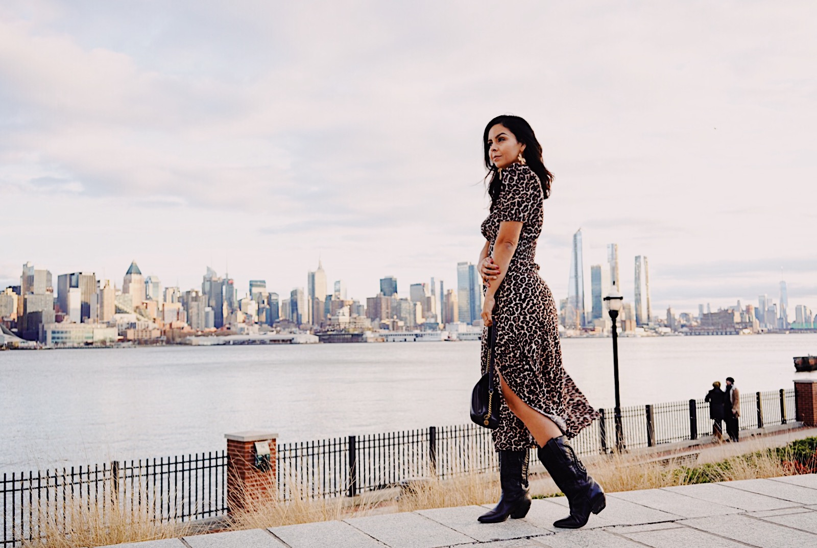 leopard print dress and boots