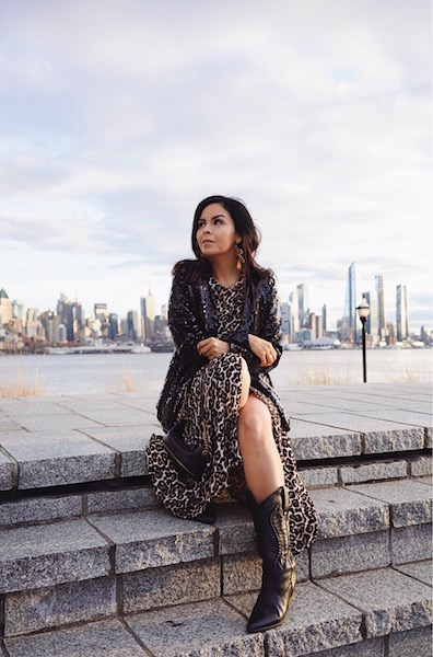 sequin blazer and boots