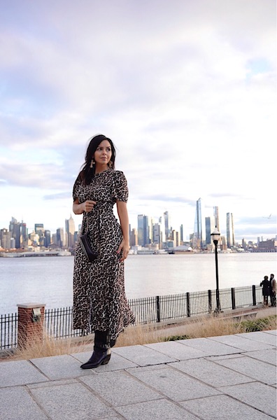 leopard print midi dress